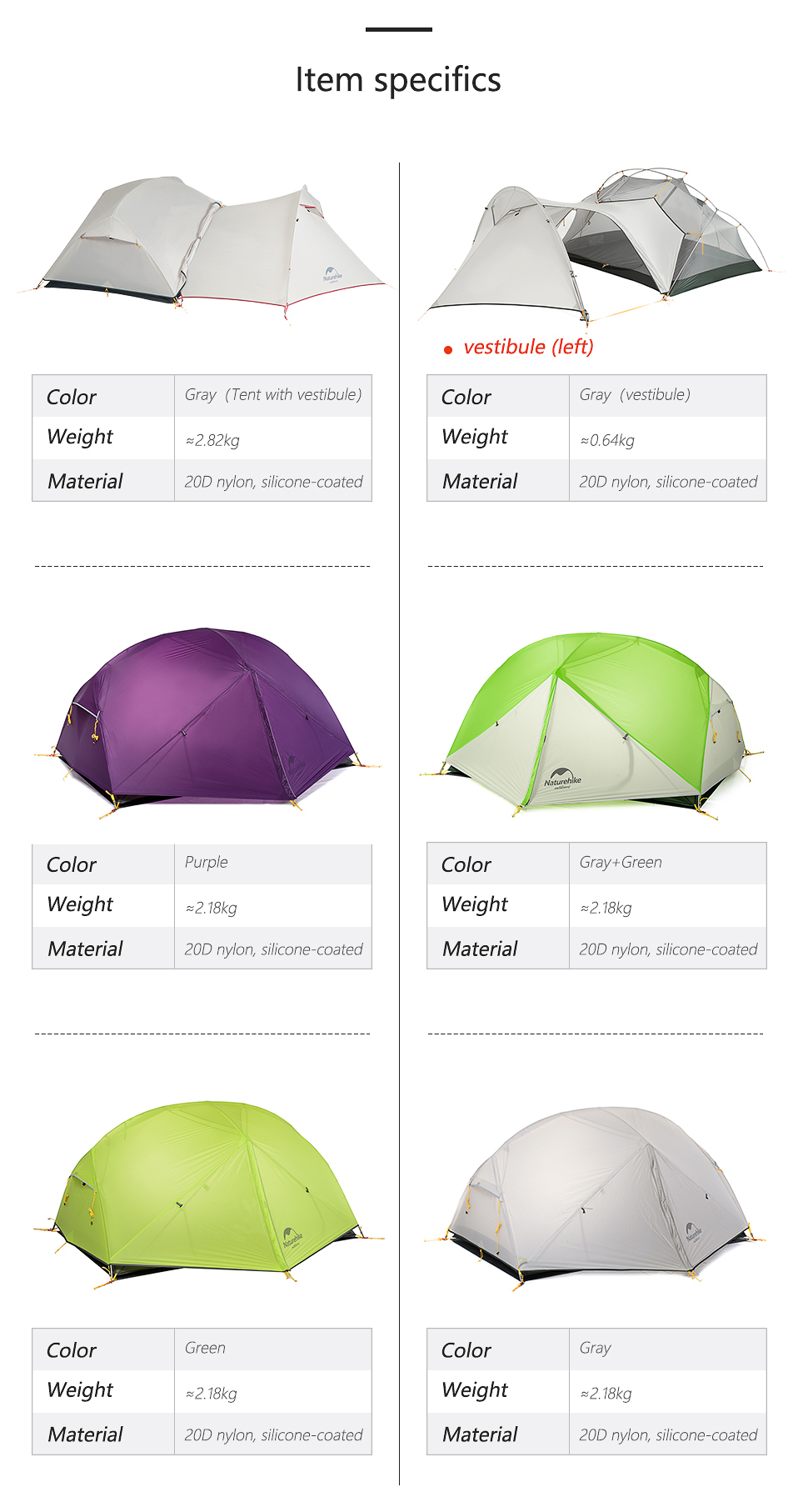 Goat 20D Nylon Fabic Double Layer Waterproof Outdoor Hiking Camping Tents 2 persons Ultralight Beach tent